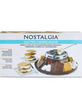 New/NWT Nostalgia Indoor Electric Stainless Steel S'Mores Maker 4 Trays Brown
